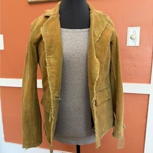 Imp of Perverse Frayed Corduroy Blazer in Olive Mustard